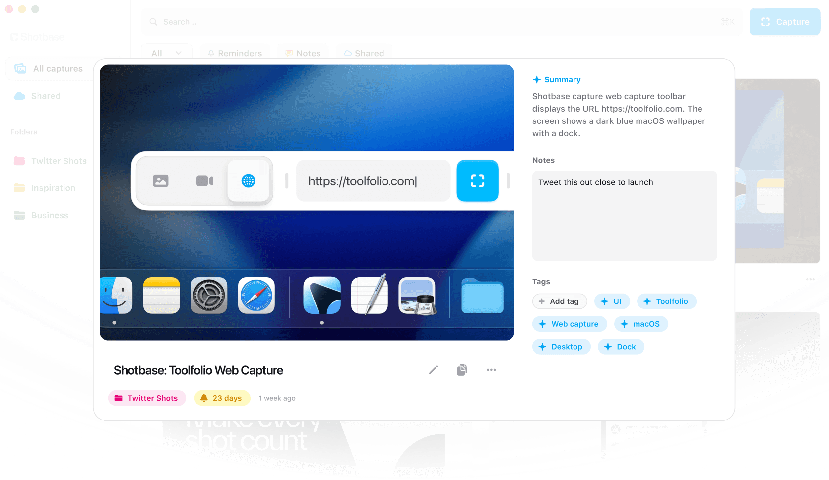 Captures, notes, and local intelligence, together.