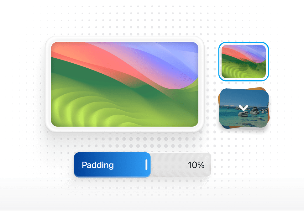 Backgrounds, frames, and finishing touches in the editor.